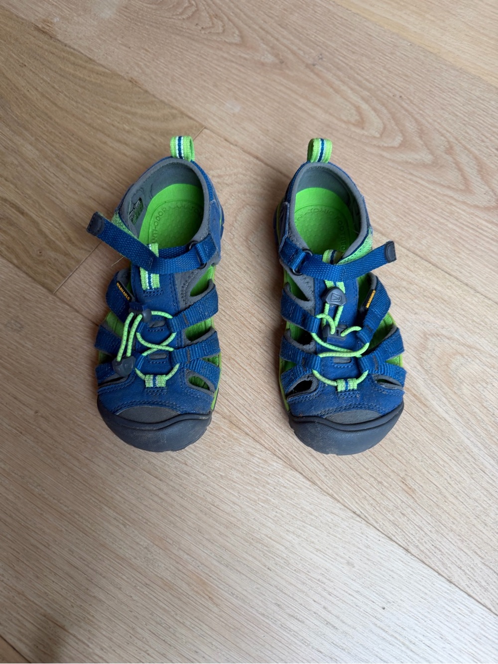 Keen - Blue and Neon Green Closed-Toe Sandals
